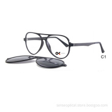 Men Ultem Optical Frame Magnetic Clip on Sunglasses